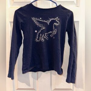 Crewcuts Dark Blue Long Sleeve with Glitter Unicorn